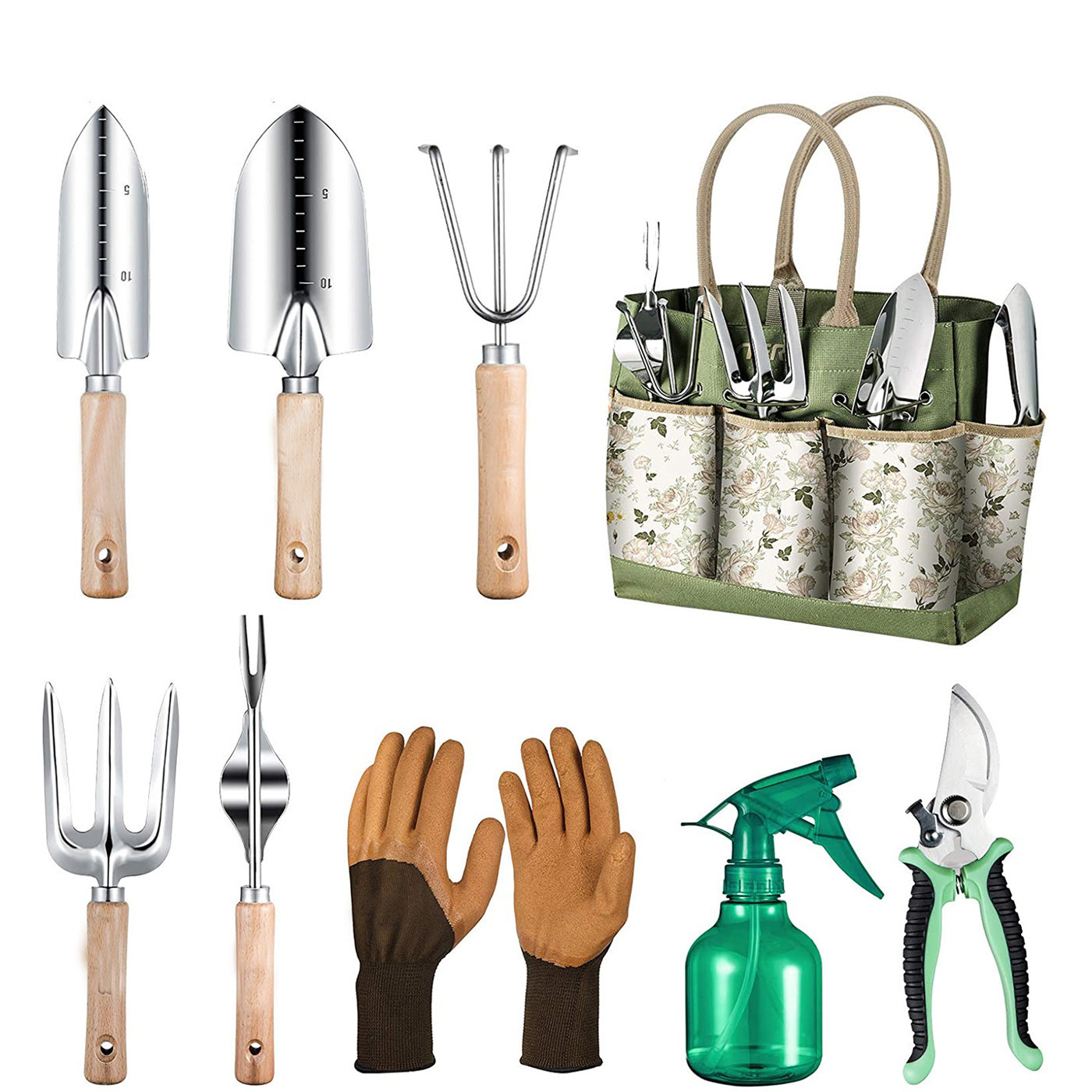 Gardening Tools Women - 9-Piece Gardening Tool With Heavy-Duty Stainless