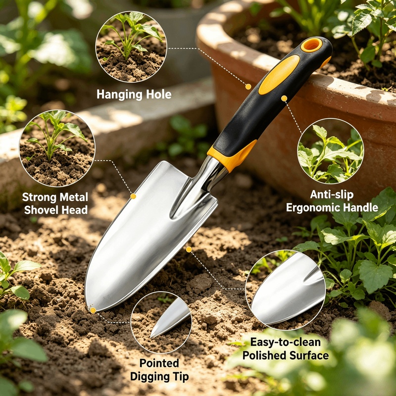 Gardening Tools Trowel - Stainless Steel Garden Trowel with Anti-Slip