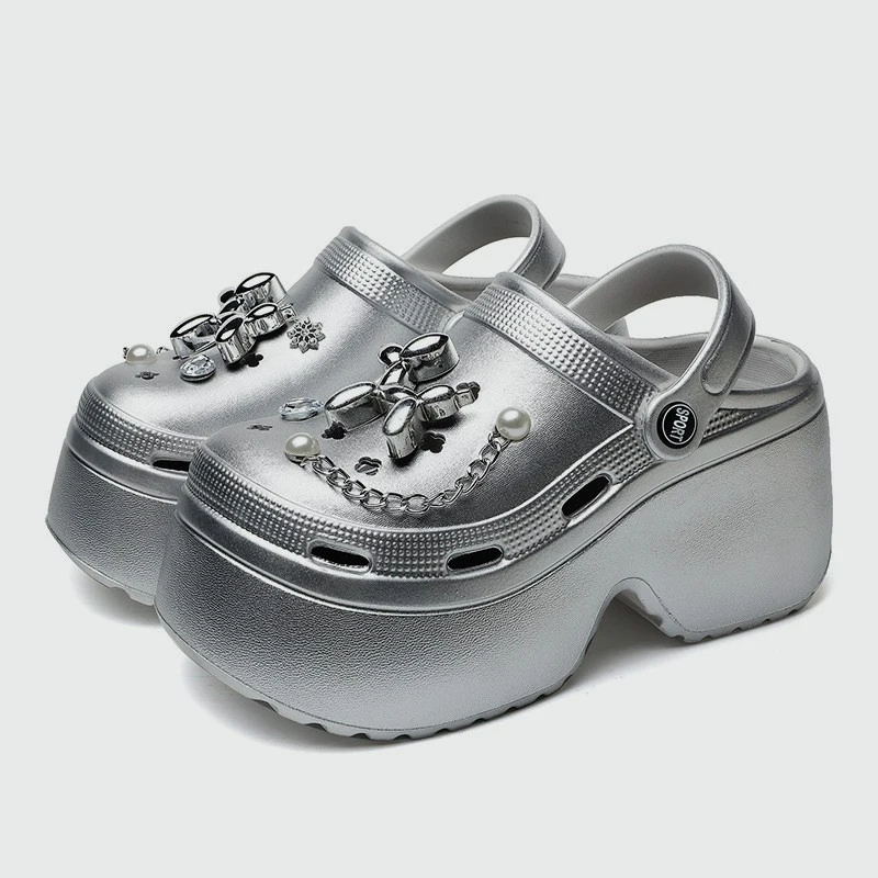 Gardening Tools Women - New Women's Silver Platform Clogs Summer
