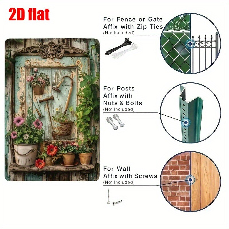 Vintage Floral Metal Tin Sign  - Gardening Tools Vintage ulasan dan harga