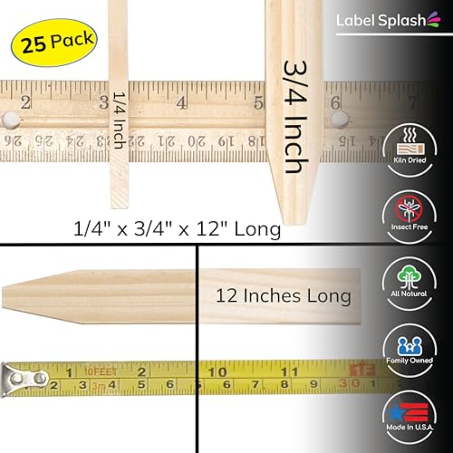 25 Pack Wooden Garden Stakes,  - Garden Row Marker ulasan dan harga
